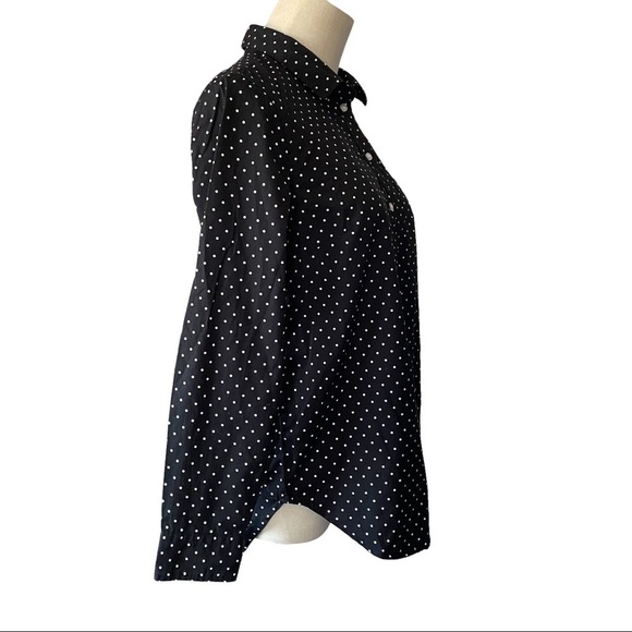 NEW WITH TAGS Old Navy black white polka dot long sleeved blouse collared shirt - Picture 5 of 8
